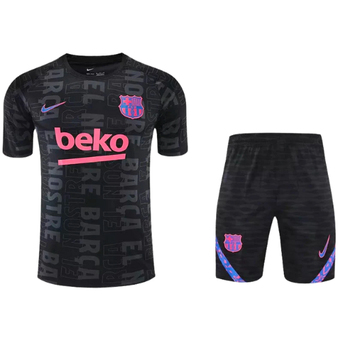 KIT MAILLOT D'ENTRAÎNEMENT + SHORT BARCELONE NOIR 2021/22