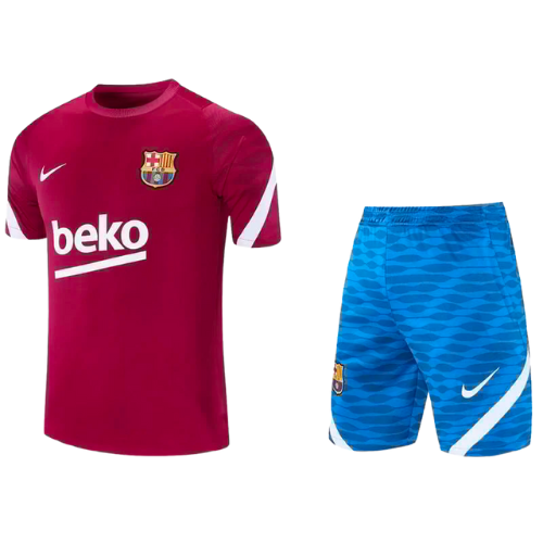 KIT MAGLIA ROSSA + PANTALONCINI BLU ALLENAMENTO BARCELONA 2021/22