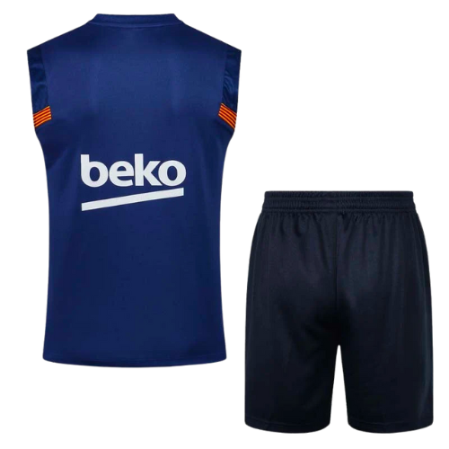 BARCELONA BLAUES ÄRMELLOSES TRIKOT + SHORTS-KIT 2021/22