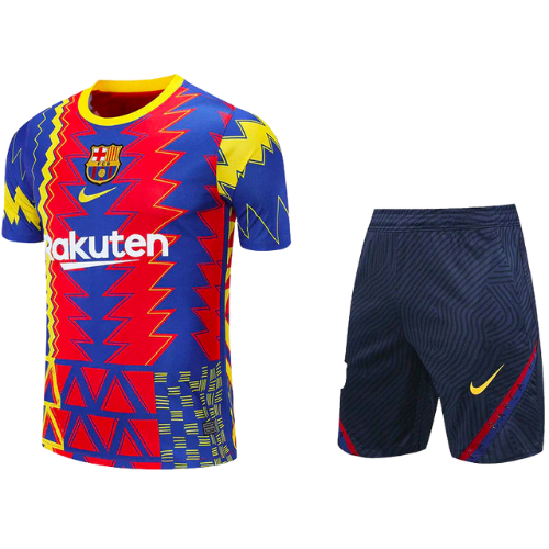 KIT MAILLOT ROUGE&amp;BLEU + SHORT D'ENTRAÎNEMENT BARCELONE 2021/22