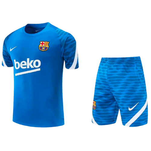 MAILLOT D'ENTRAÎNEMENT TOTAL BLEU BARCELONE + SHORT 2021/22