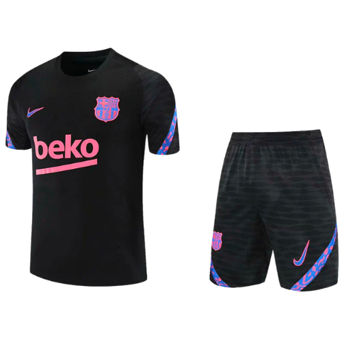 KIT MAILLOT NOIR + SHORT D'ENTRAÎNEMENT BARCELONE 2021/22