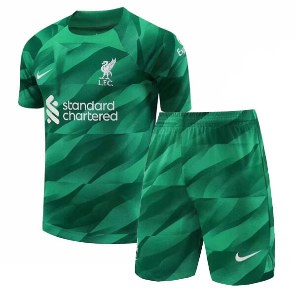 Liverpool Torwart-T-Shirt und Shorts für Jungen 23/24