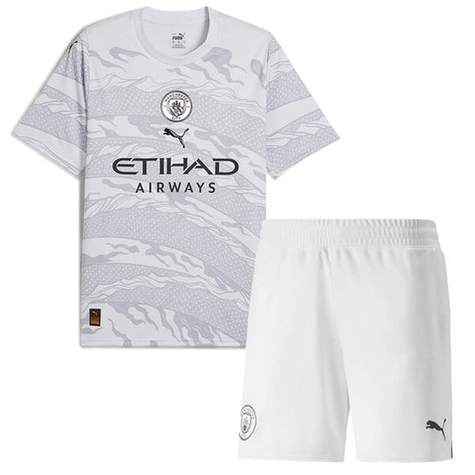 Manchester City 23/24 T-Shirt und Shorts für Jungen