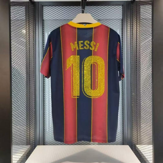 Barcelone Domicile Messi 10 Édition Luxe Diamant Paillettes