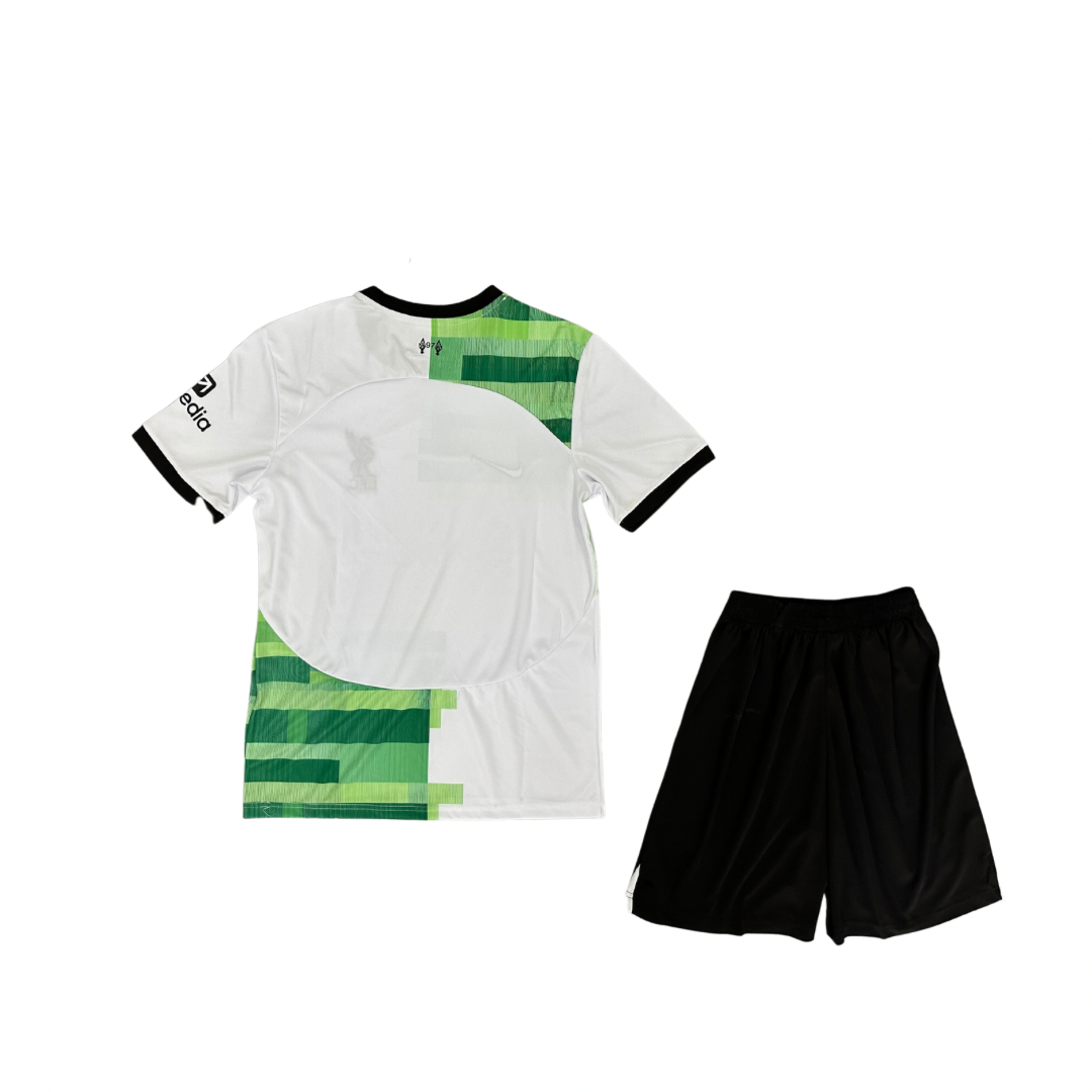 Liverpool Away 23/24 T-Shirt und Shorts für Jungen